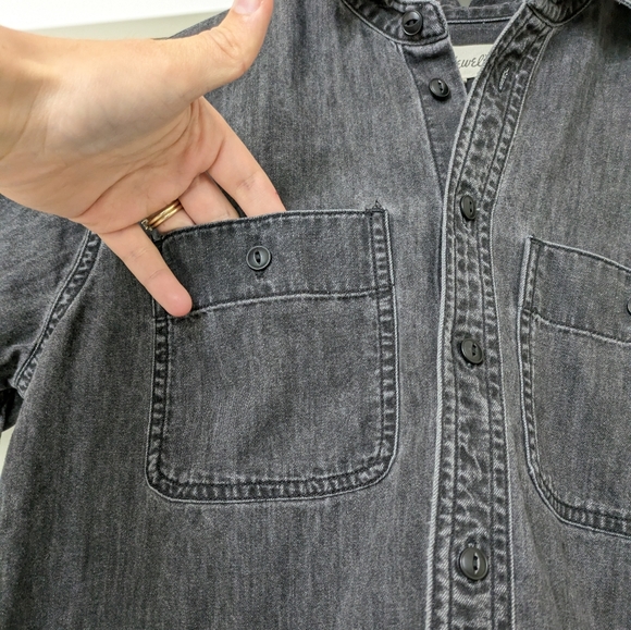 MADEWELL Denim Oversized Ex-Boyfriend Shirt in Lunar Black XXSmall Womens MA666 - Picture 6 of 12